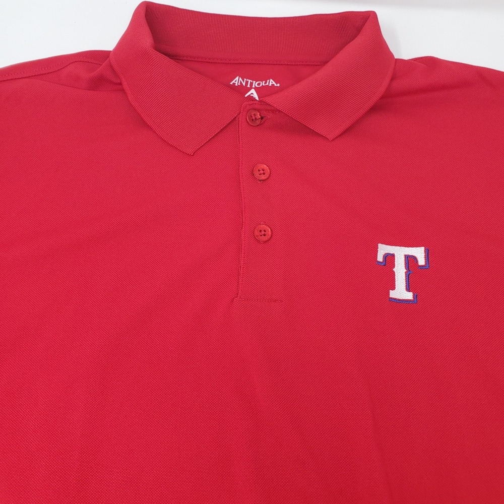 Texas Rangers Polo Shirt Mens XL Red MLB Baseball Embroidered Antigua